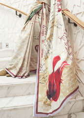 Parchment White Digital Printed Crepe Silk Saree - Colorful Saree