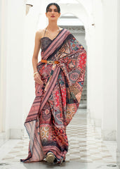 Multi Colour Digital Printed Crepe Silk Saree - Colorful Saree