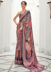 Multi Colour Digital Printed Crepe Silk Saree - Colorful Saree