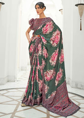 Opal Green Digital Printed Crepe Silk Saree - Colorful Saree