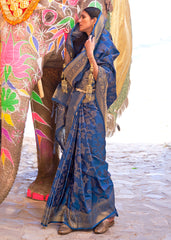 Cobalt Blue Handloom Weave Soft Banarasi Silk Saree - Colorful Saree