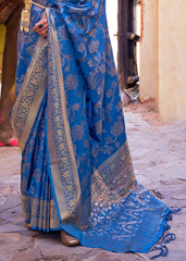 Cobalt Blue Handloom Weave Soft Banarasi Silk Saree - Colorful Saree