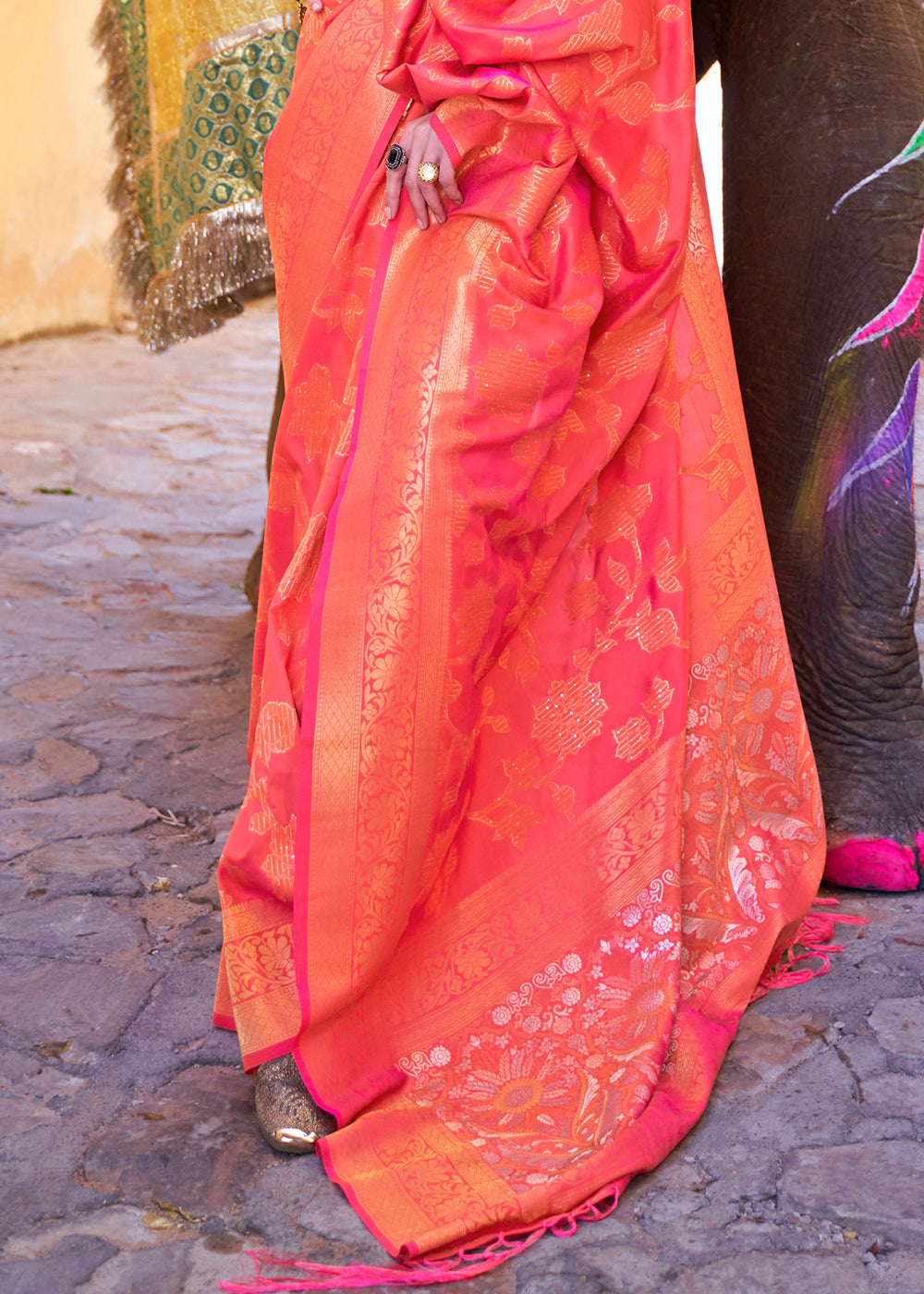 Fiery Rose Pink Handloom Weave Soft Banarasi Silk Saree - Colorful Saree