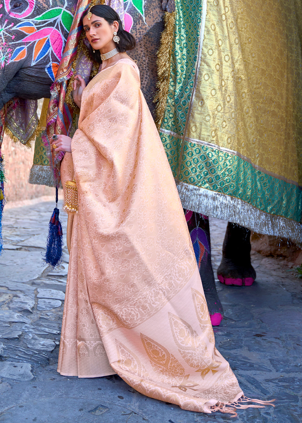 Blush Pink Soft Handloom Weave Kanjivaram Silk Saree - Colorful Saree