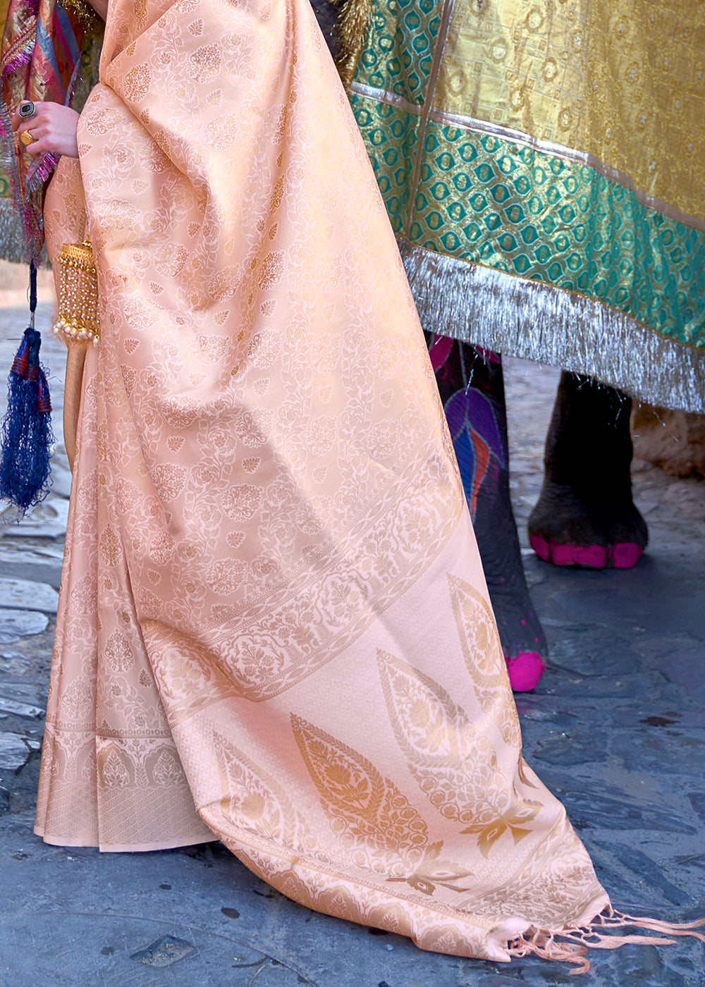 Blush Pink Soft Handloom Weave Kanjivaram Silk Saree - Colorful Saree