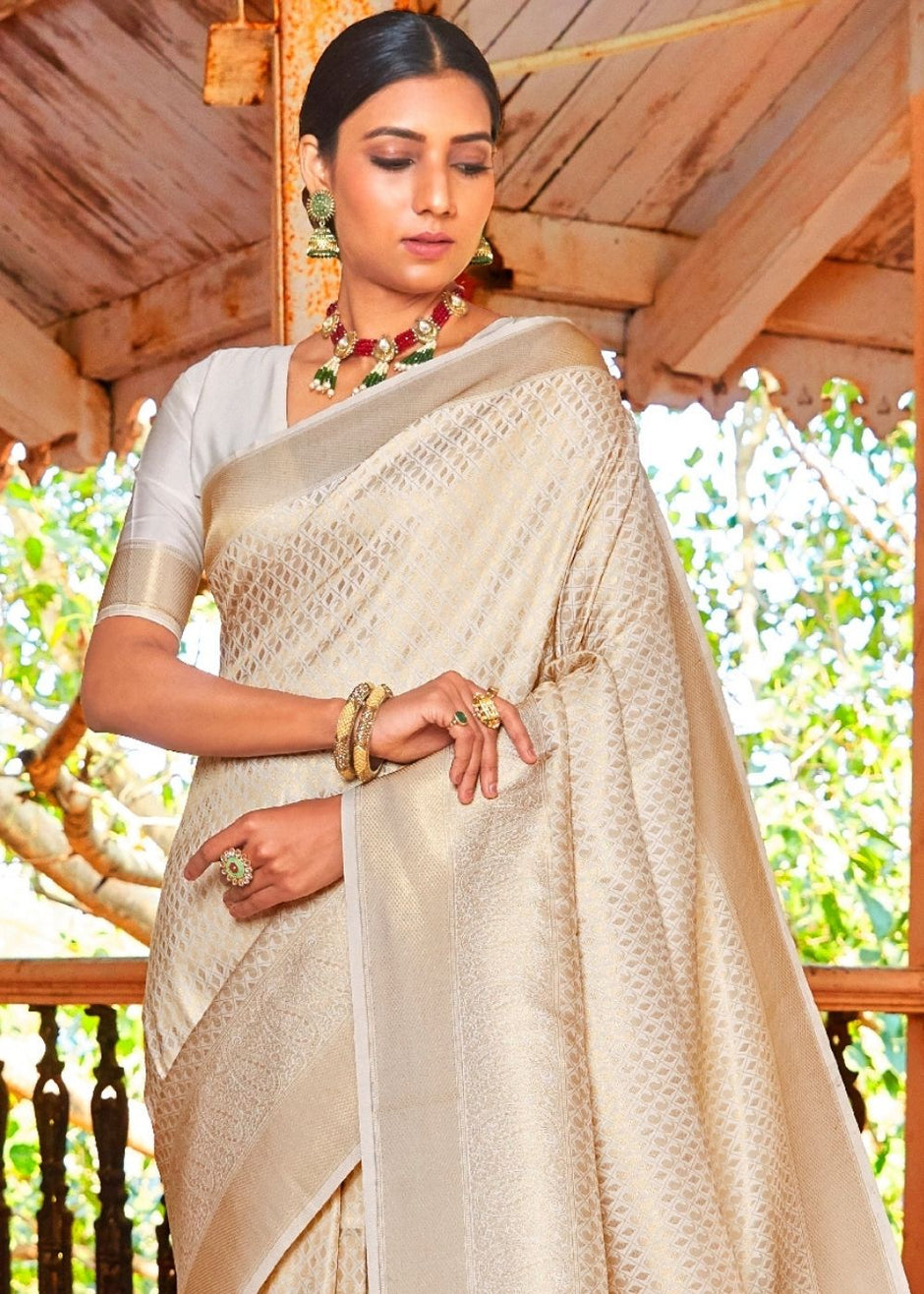 Ivory colour bridal saree best sale