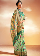 Mint Green Woven Banarasi Paithani Silk Saree - Colorful Saree