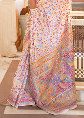 Blush Pink Banarasi Jamawar Woven Silk Saree - Colorful Saree