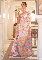 Blush Pink Banarasi Jamawar Woven Silk Saree - Colorful Saree