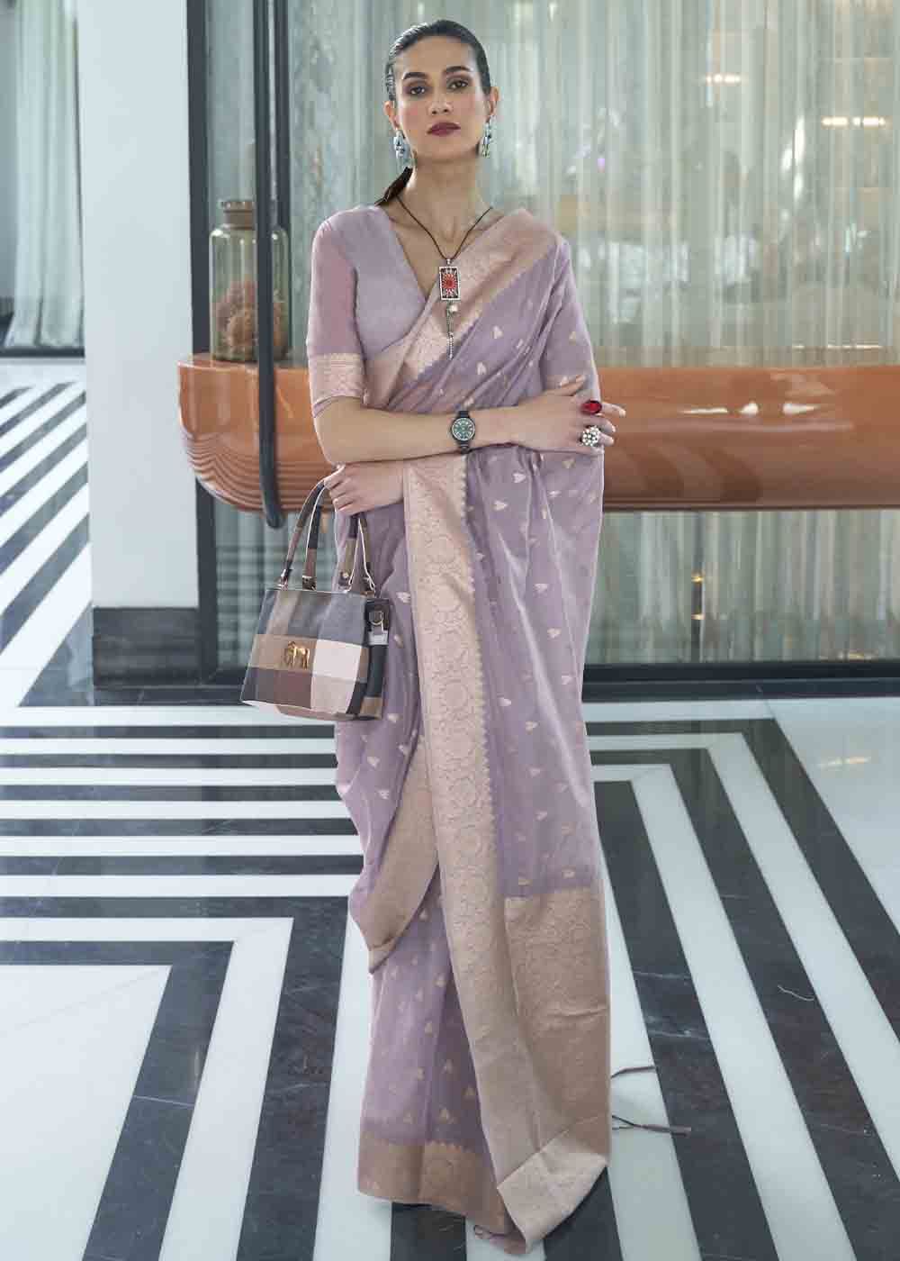 Iris Purple Woven Designer Silk Saree - Colorful Saree