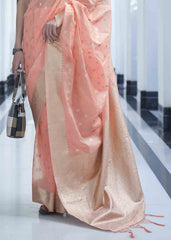 Salmon Pink Woven Designer Silk Saree - Colorful Saree