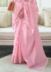 Shades Of Pink Lucknowi Chikankari Weaving Silk Saree - Colorful Saree