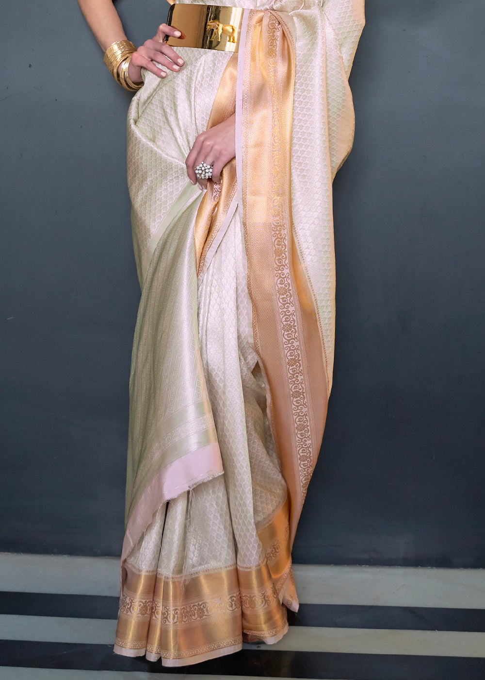 Daisy White Woven Soft Silk Saree - Colorful Saree
