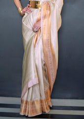 Daisy White Woven Soft Silk Saree - Colorful Saree