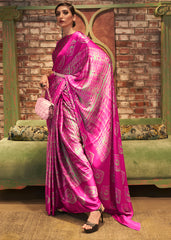 Magenta Pink Designer Satin Crepe Printed Saree : Top Pick - Colorful Saree