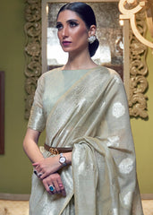 Rhino Grey Woven Linen Silk Saree - Colorful Saree