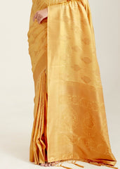 Poppy Golden Zari Butta Woven Banasari Silk Saree - Colorful Saree