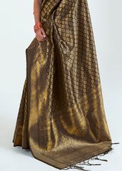 Midnight Black Woven Kanjivaram Silk Saree : Limited Edition - Colorful Saree