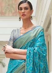 Cerulean Blue Handloom Patola Weave Silk Saree - Colorful Saree