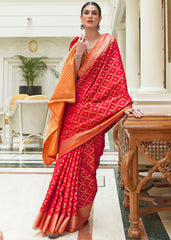 Crimson Red Handloom Patola Weave Silk Saree - Colorful Saree