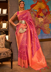 Purple & Orange Zari Woven Soft Silk Saree - Colorful Saree