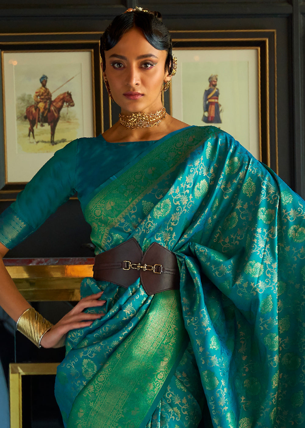 Green & Blue Zari Woven Soft Silk Saree - Colorful Saree