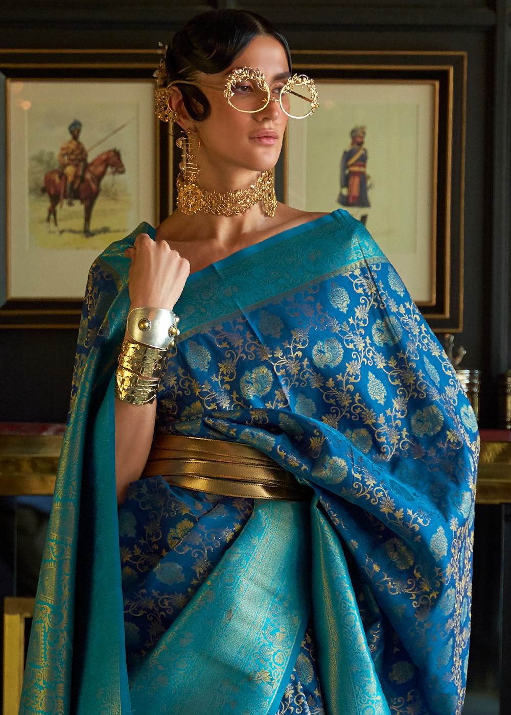 Shades Of Blue Zari Woven Soft Silk Saree - Colorful Saree