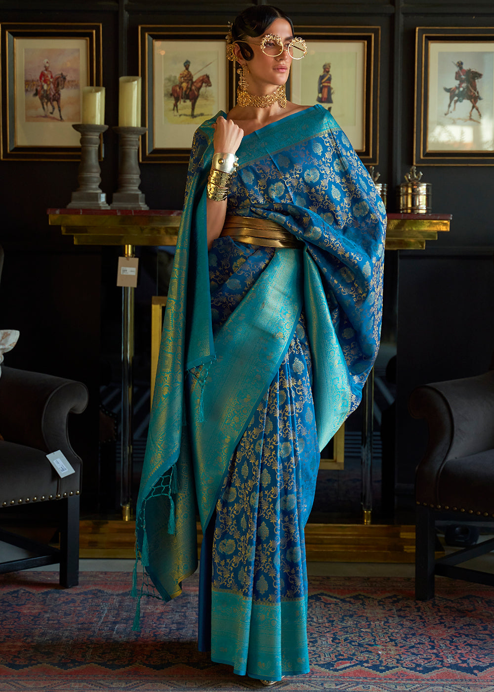 Shades Of Blue Zari Woven Soft Silk Saree - Colorful Saree