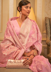 Vivid Pink Handloom Woven Silk Saree with Sequins work - Colorful Saree