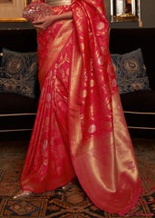 Bridal Red Woven Banarasi Silk Saree with Tassels on Pallu - Colorful Saree