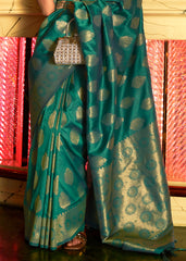 Castleton Green Handloom Woven Banarasi Silk Saree - Colorful Saree
