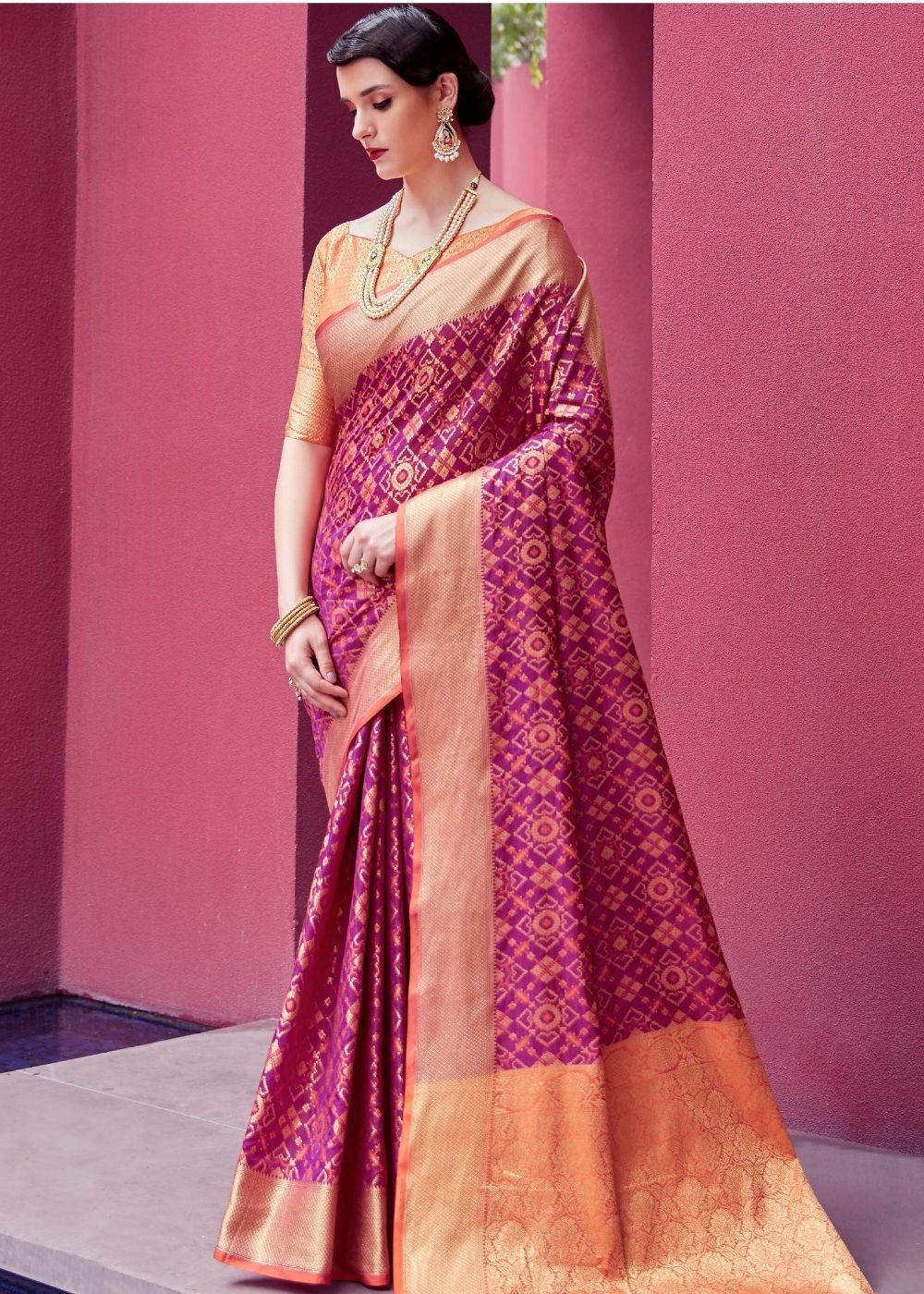 Royal Purple Woven Patola Silk Saree - Colorful Saree