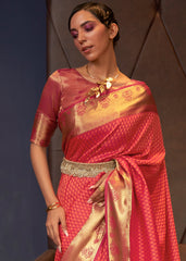 Shades Of Red Handloom Woven Banarasi Silk Saree - Colorful Saree