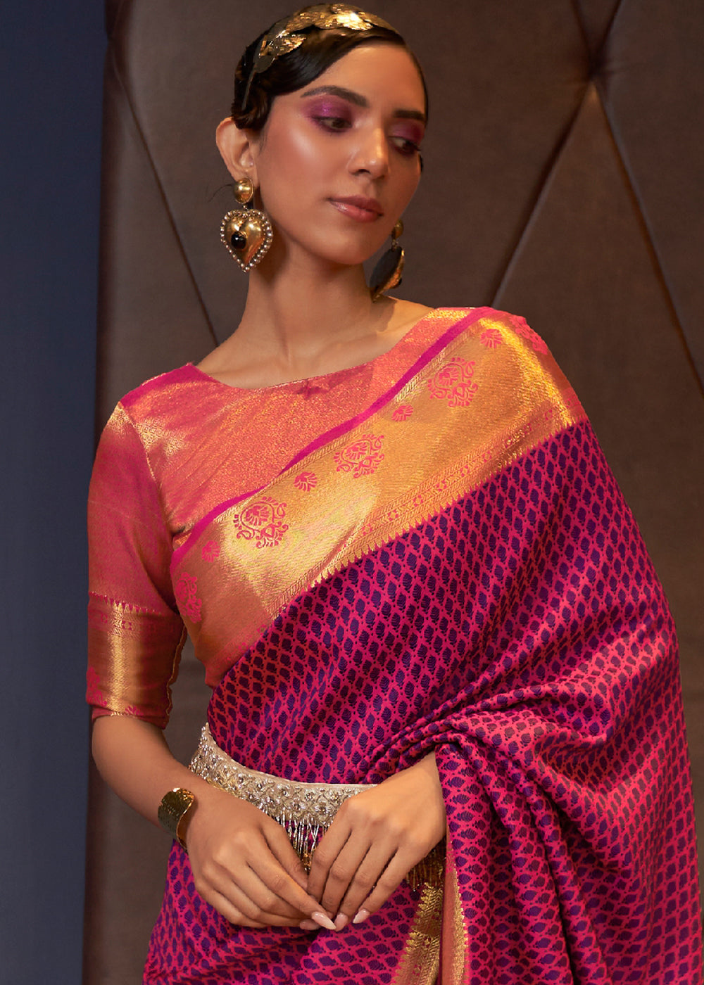 Magenta Pink Handloom Woven Banarasi Silk Saree - Colorful Saree