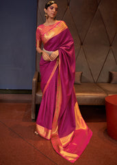 Magenta Pink Handloom Woven Banarasi Silk Saree - Colorful Saree