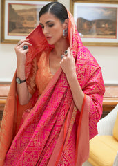 Hot Pink Zari Woven Patola Silk Saree - Colorful Saree