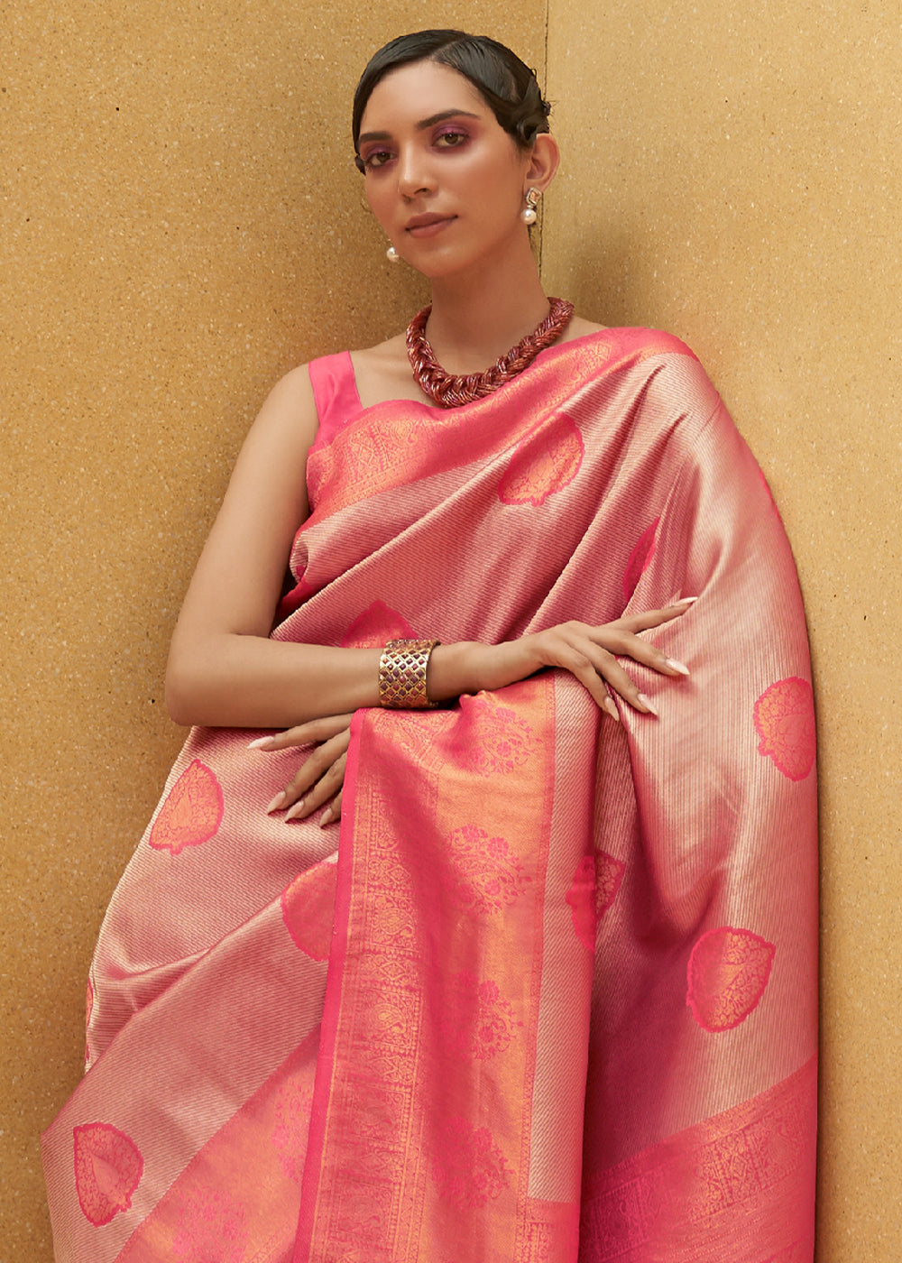 Shades Of Pink Two Tone Woven Silk Saree - Colorful Saree