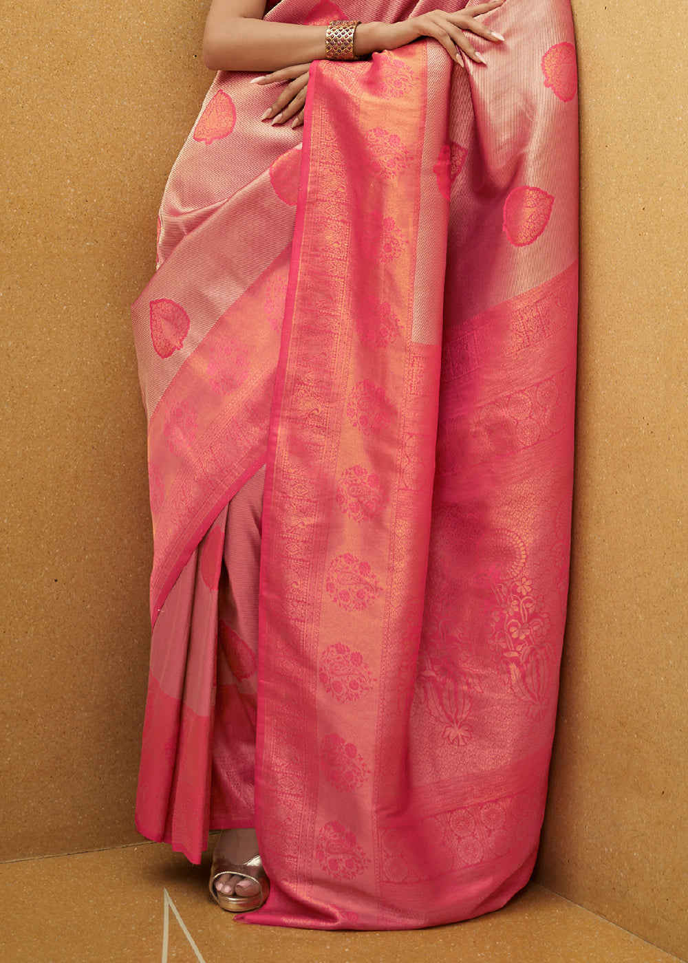 Shades Of Pink Two Tone Woven Silk Saree - Colorful Saree