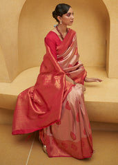 Shades Of Red Two Tone Woven Silk Saree - Colorful Saree