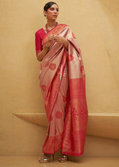 Shades Of Red Two Tone Woven Silk Saree - Colorful Saree