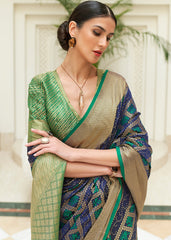 Blue & Green Zari Woven Patola Silk Saree - Colorful Saree