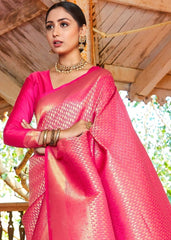 Rose Pink Woven Kanjivaram Saree:Limited Edition - Colorful Saree