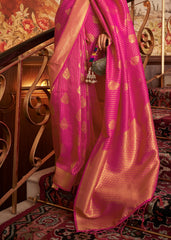 Magenta Pink Woven Banarasi Silk Saree - Colorful Saree