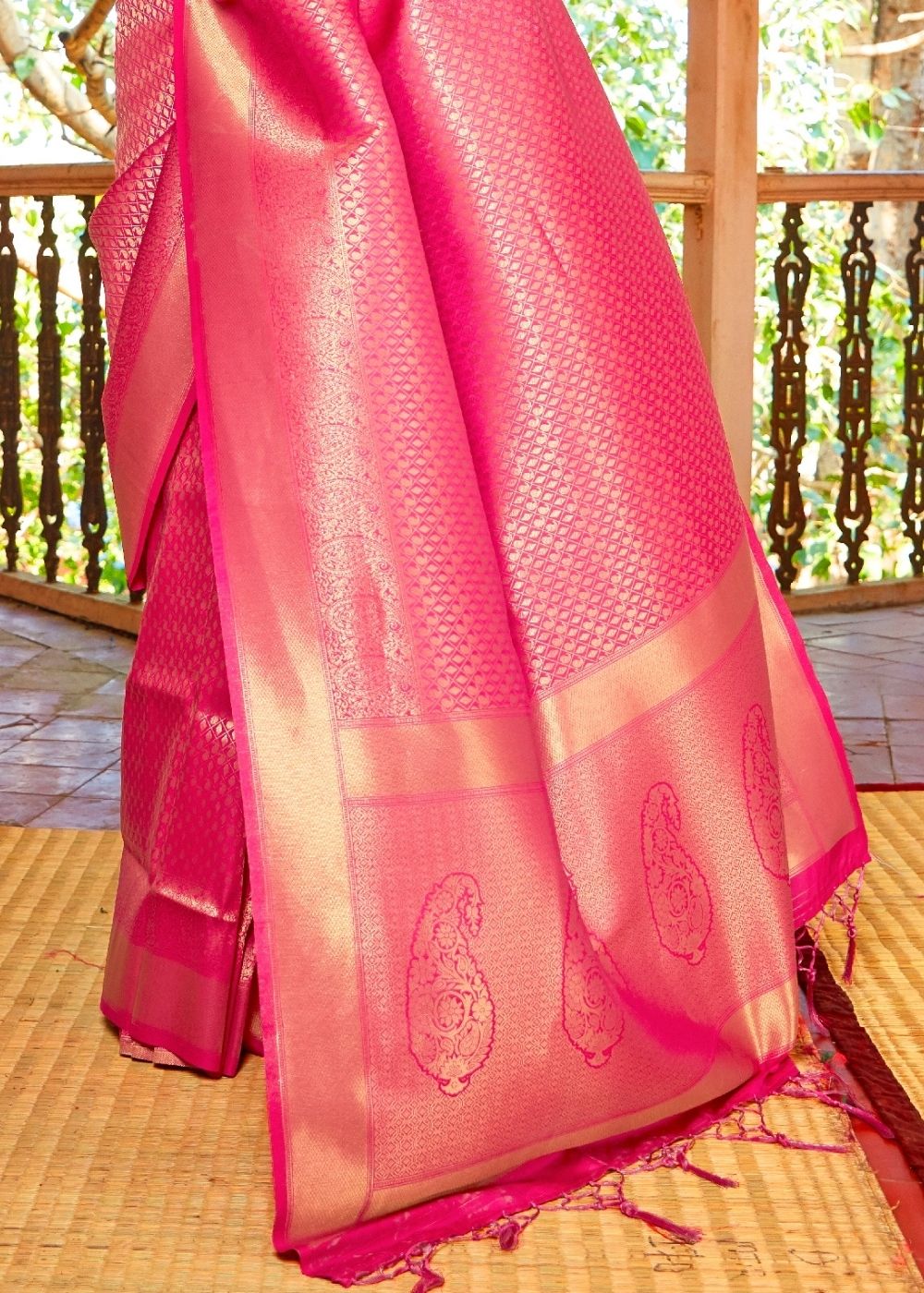 Rose Pink Woven Kanjivaram Saree:Limited Edition - Colorful Saree