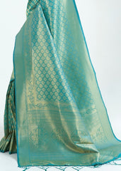 Teal Blue Woven Kanjivaram Silk Saree : Limited Edition - Colorful Saree