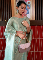 Chinoise Green Woven Tussar Silk Saree - Colorful Saree