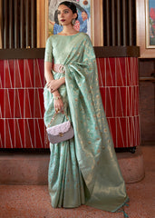Chinoise Green Woven Tussar Silk Saree - Colorful Saree