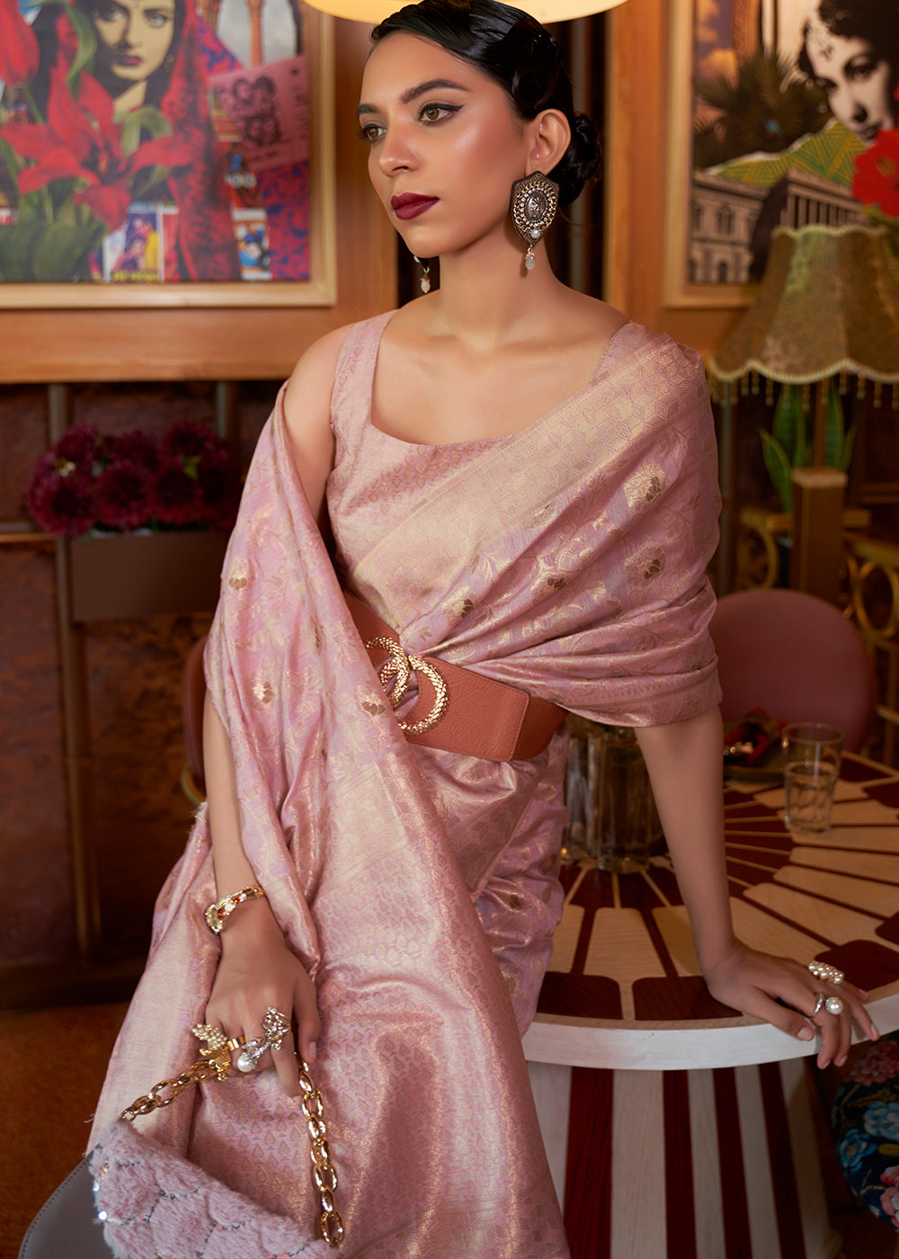 Opera Mauve Purple Woven Tussar Silk Saree - Colorful Saree