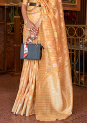 Shades Of Orange Handloom Weaving Linen Silk Saree - Colorful Saree