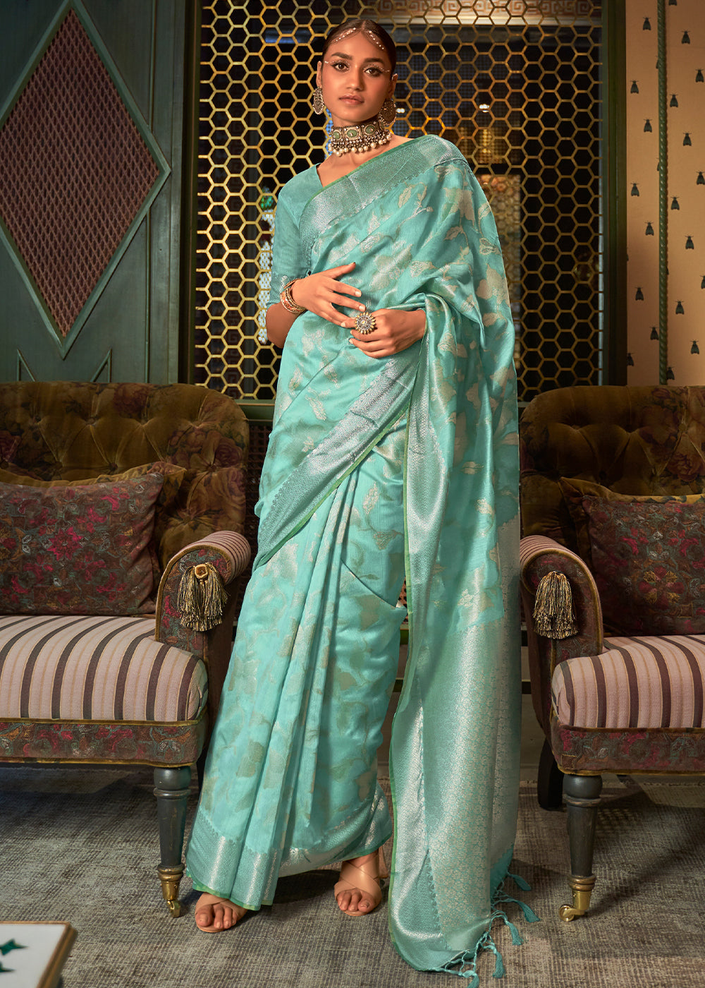 Shades Of Green Handloom Woven Designer Silk Saree - Colorful Saree
